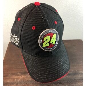 NASCAR Hendrick Motorsports #24 Jeff Gordon Black Red Baseball Hat‎ Adjustable